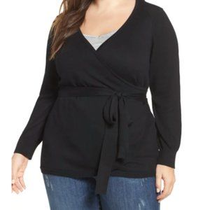 Melissa McCarthy Black Ballet Wrap Sweater 1X